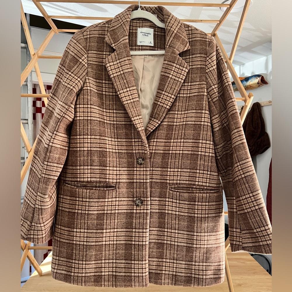Abercrombie & Fitch Heavyweight Wool Blend Plaid Blazer jacket